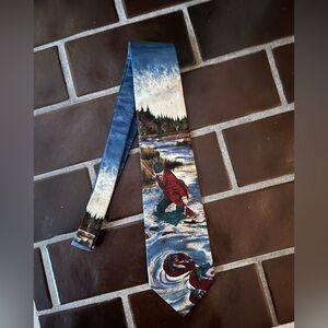 VTG Liberty of London Fly Fishing Scenic Italian Silk Tie made in the USA 55/4”